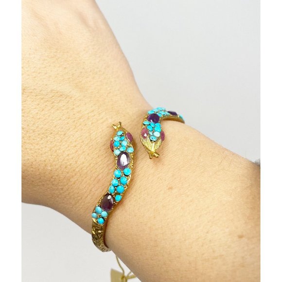 426 vintage Swoboda beaded colorful snake clamp bracelet